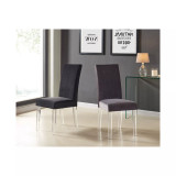 Dalia Modern and Contemporary Dining Chair in Black Velvet with Acrylic Legs - Set of 2