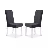 Dalia Modern and Contemporary Dining Chair in Black Velvet with Acrylic Legs - Set of 2