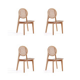 Versailles 4-Piece Round Ash Wood and Natural Cane Dining Chair