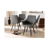 Astrid Mid-Century Contemporary Faux Leather Upholstered and Metal 4 Piece Dining Chair Set