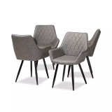 Astrid Mid-Century Contemporary Faux Leather Upholstered and Metal 4 Piece Dining Chair Set