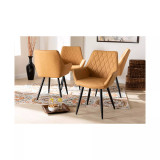 Astrid Mid-Century Contemporary Faux Leather Upholstered and Metal 4 Piece Dining Chair Set