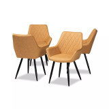 Astrid Mid-Century Contemporary Faux Leather Upholstered and Metal 4 Piece Dining Chair Set