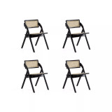 Lambinet 4-Piece Ash Wood and Natural Cane Folding Dining Chair