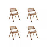 Lambinet 4-Piece Ash Wood and Natural Cane Folding Dining Chair