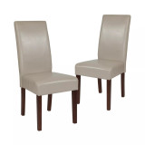 Two Mid-Century Parson's Chairs And Finished Hardwood Frame For Kitchen, Dining Room & More
