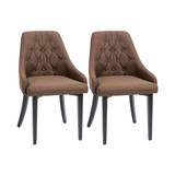 Modern Dining Chairs Set of 2, Button Tufted High Back Side Chairs with Upholstered Seat, Steel Legs for Living Room, Kitchen, Study, Brown