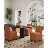 Anna 18.9" L Faux Leather Upholstered Square Dining Chair