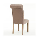 Natalie Roll Top Tufted Linen Fabric Modern Dining Chair, Set of 2