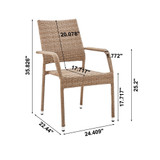 Genoa 2-Piece Steel and Rattan Patio Dining Armchair