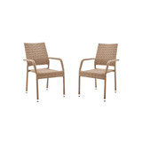 Genoa 2-Piece Steel and Rattan Patio Dining Armchair