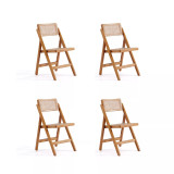 Pullman 4-Piece Ash Wood and Natural Cane Folding Dining Chair