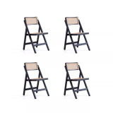 Pullman 4-Piece Ash Wood and Natural Cane Folding Dining Chair