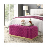 Satine Woven Bench with Metal Base