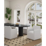 Anna 22.83" L Faux Leather Upholstered Square Dining Armchair