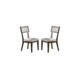 Set of 2 Fabric Upholstery Dining Chairs in Grey and White
