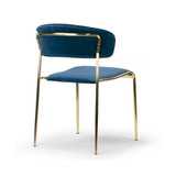 Set of 2 Andre Velvet Dining Chair with Metal Legs and Decorative Stitching