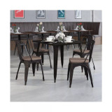 4 Pack Metal Stackable Chair With Wood Seat