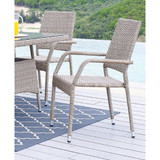 24.41" Genoa Steel and Rattan Patio Dining Armchair