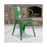 Metal Chair With Wood Seat And Arms