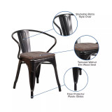 Metal Chair With Wood Seat And Arms