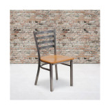 2 Pack Clear Coated Ladder Back Metal Restaurant Chair
