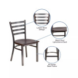 Clear Coated Ladder Back Metal Restaurant Dining Chair