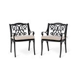 Set of 4 Olefin Fabric Cast Aluminum Dining Chairs With Cushions and Alternative Cushion Covers