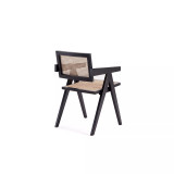 Hamlet 19.67" Ash Wood and Natural Cane Rectangular Seat Dining Arm Chair