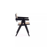 Hamlet 19.67" Ash Wood and Natural Cane Rectangular Seat Dining Arm Chair