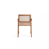 Hamlet 19.67" Ash Wood and Natural Cane Rectangular Seat Dining Arm Chair