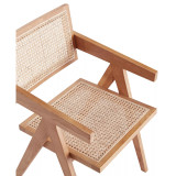 Hamlet 19.67" Ash Wood and Natural Cane Rectangular Seat Dining Arm Chair