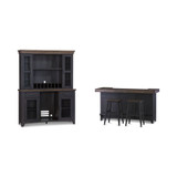 Peighton 5-Piece Bar Set (Back bar and hutch, bar and two stools)