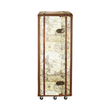 Italian-Style World Map Cocktail Bar Steamer Trunk