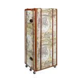 Italian-Style World Map Cocktail Bar Steamer Trunk