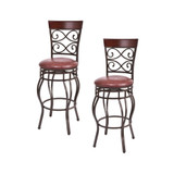 Set of 2 Vintage Bar Stools 30" Swivel Padded Seat Bistro