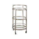Hause Round Bar Cart with Mirrored Shelf