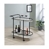 Desiree 32" 3-Bottle Metal Rack Serving Cart with Casters
