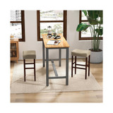Set of 2 Bar Stools Bar Height Saddle Kitchen Chairs with Wooden Legs