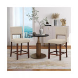 Set of 2 Upholstered PVC Leather Bar Stools 24.5'' Dining Chairs with Back