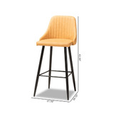 Walter Mid-Century Contemporary Faux Leather Upholstered and Metal 4 Piece Bar Stool Set