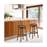Set of 2 29'' Swivel Bar Stool Leather Dining Kitchen Pub Chair