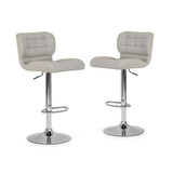 Set of 2 Adler Ashy Color Light Taupe Adjustable Height Bar Stool
