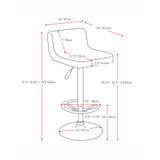 Low Back Adjustable Barstool in Leatherette, Set of 2