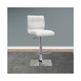 Adjustable Curved Back Barstool in Bonded Leather, Set of 2