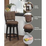 40.25" Wood and Upholstered Kaede Furniture Counter Height Swivel Stool