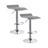 Adjustable Swivel Stool with Chrome Base, Set of 2, Gray
