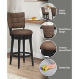 45" Wood and Upholstered Kaede Furniture Bar Height Swivel Stool