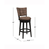 45" Wood and Upholstered Kaede Furniture Bar Height Swivel Stool