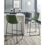 30" Contemporary Metal-Leg Faux Leather Barstool, Set of 2